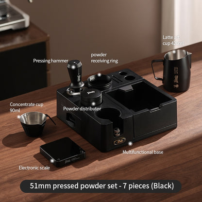 BINCOO Coffee Tamping Station Set Coffee Tool Storage Accessory  Integrated Detachable Knock Box  Distributor & Tamper Combo Kit 51MM/58MM