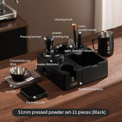 BINCOO Coffee Tamping Station Set Coffee Tool Storage Accessory  Integrated Detachable Knock Box  Distributor & Tamper Combo Kit 51MM/58MM