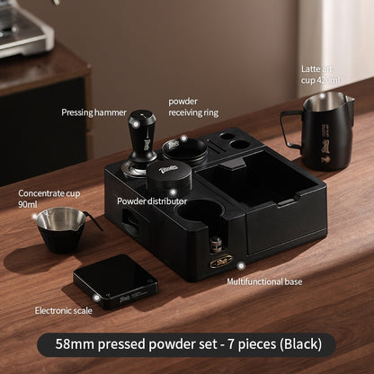 BINCOO Coffee Tamping Station Set Coffee Tool Storage Accessory  Integrated Detachable Knock Box  Distributor & Tamper Combo Kit 51MM/58MM