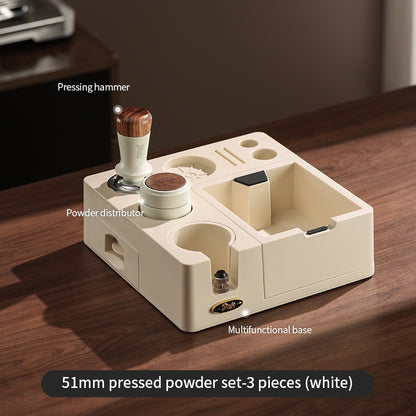 BINCOO All-in-One Coffee Tamping Station with Knock Box Spring Loaded Tamper & Distributor Complete Coffee Portafilter Tool Set 51MM/58MM