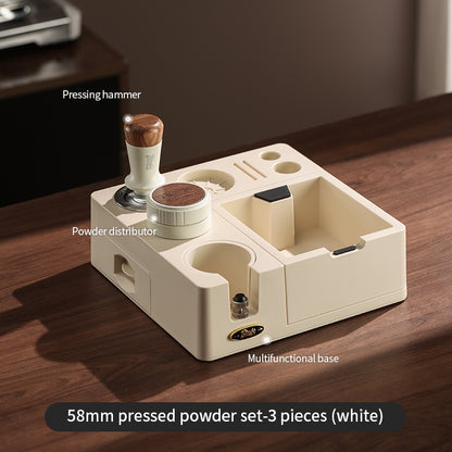 BINCOO All-in-One Coffee Tamping Station with Knock Box Spring Loaded Tamper & Distributor Complete Coffee Portafilter Tool Set 51MM/58MM