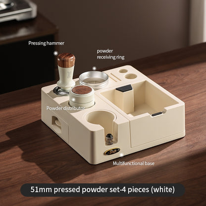 BINCOO All-in-One Coffee Tamping Station with Knock Box Spring Loaded Tamper & Distributor Complete Coffee Portafilter Tool Set 51MM/58MM
