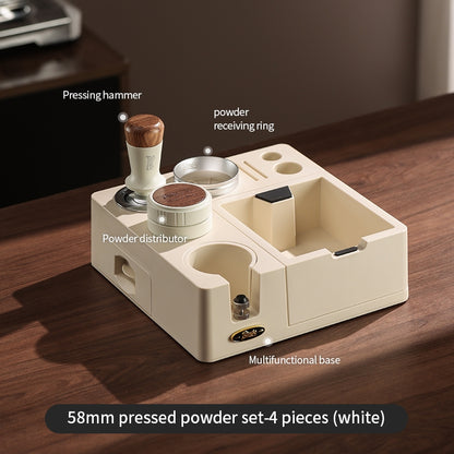 BINCOO All-in-One Coffee Tamping Station with Knock Box Spring Loaded Tamper & Distributor Complete Coffee Portafilter Tool Set 51MM/58MM