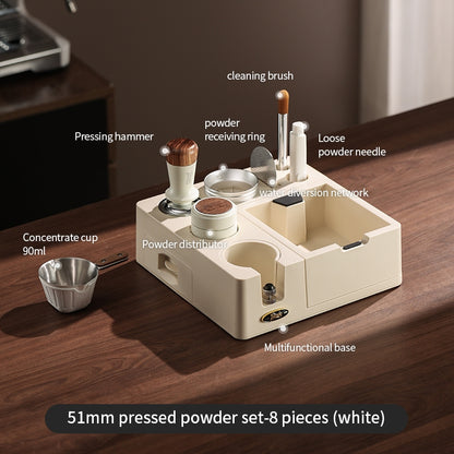 BINCOO All-in-One Coffee Tamping Station with Knock Box Spring Loaded Tamper & Distributor Complete Coffee Portafilter Tool Set 51MM/58MM