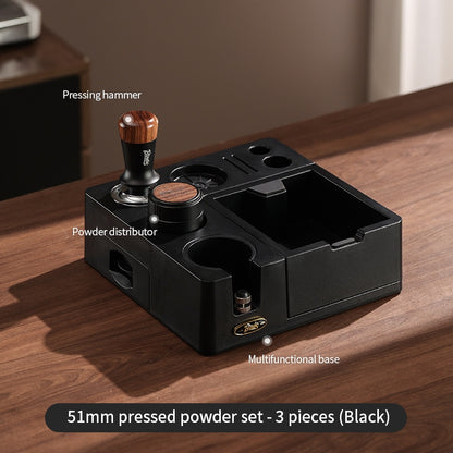 BINCOO All-in-One Coffee Tamping Station with Knock Box Spring Loaded Tamper & Distributor Complete Coffee Portafilter Tool Set 51MM/58MM