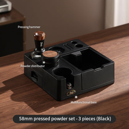 BINCOO All-in-One Coffee Tamping Station with Knock Box Spring Loaded Tamper & Distributor Complete Coffee Portafilter Tool Set 51MM/58MM