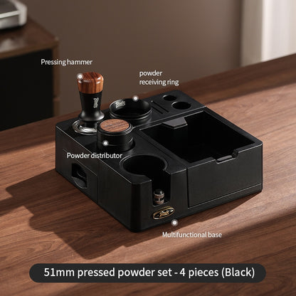 BINCOO All-in-One Coffee Tamping Station with Knock Box Spring Loaded Tamper & Distributor Complete Coffee Portafilter Tool Set 51MM/58MM