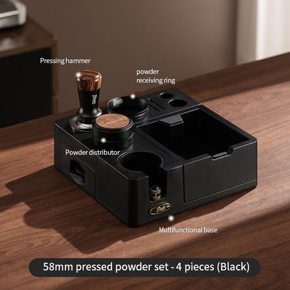 BINCOO All-in-One Coffee Tamping Station with Knock Box Spring Loaded Tamper & Distributor Complete Coffee Portafilter Tool Set 51MM/58MM