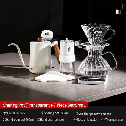 BINCOO Hand Brewing Coffee Maker Set Home Manual Coffee Grinder Pour-Over Coffee Maker with Thermometer Set