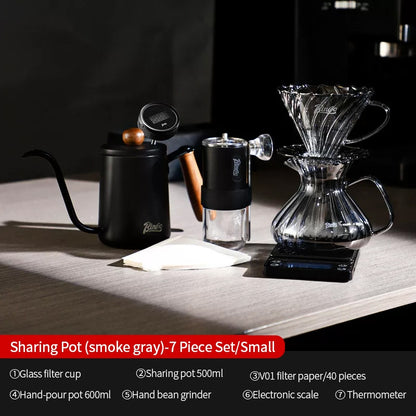 BINCOO Hand Brewing Coffee Maker Set Home Manual Coffee Grinder Pour-Over Coffee Maker with Thermometer Set