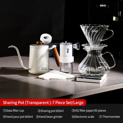 BINCOO Hand Brewing Coffee Maker Set Home Manual Coffee Grinder Pour-Over Coffee Maker with Thermometer Set