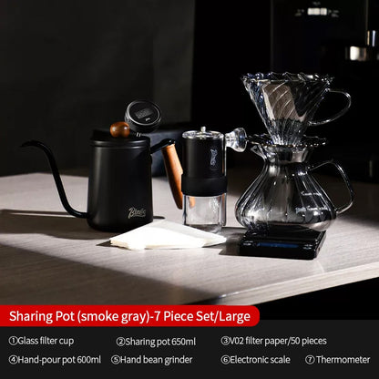 BINCOO Hand Brewing Coffee Maker Set Home Manual Coffee Grinder Pour-Over Coffee Maker with Thermometer Set