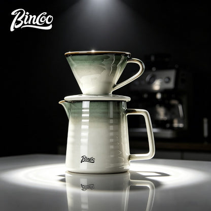 BINCOO Stainless Steel Pour Over Coffee Kettle with V60 Ceramic Dripper Drip Household Coffee Filter Coffee Grinder Set