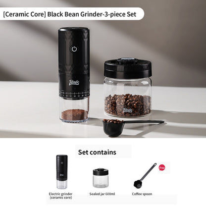 BINCOO DM08 Portable Electric Coffee Grinder Set with Glass Sealed Canister Mini Household Coffee Tool Kit for Pour Over & Espresso