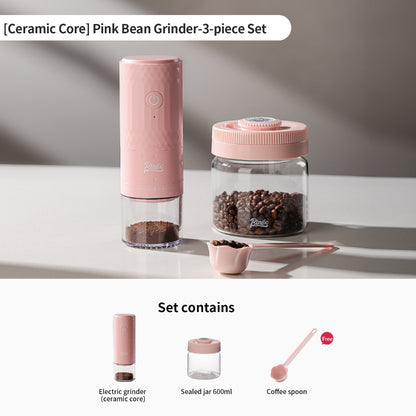 BINCOO DM08 Portable Electric Coffee Grinder Set with Glass Sealed Canister Mini Household Coffee Tool Kit for Pour Over & Espresso