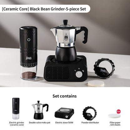 BINCOO DM08 Portable Electric Coffee Grinder Set with Glass Sealed Canister Mini Household Coffee Tool Kit for Pour Over & Espresso