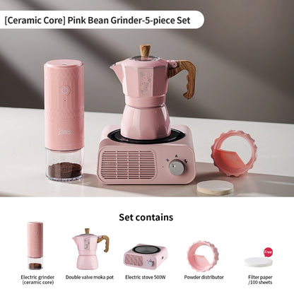 BINCOO DM08 Portable Electric Coffee Grinder Set with Glass Sealed Canister Mini Household Coffee Tool Kit for Pour Over & Espresso