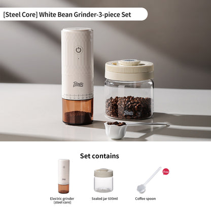 BINCOO DM08 Portable Electric Coffee Grinder Set with Glass Sealed Canister Mini Household Coffee Tool Kit for Pour Over & Espresso