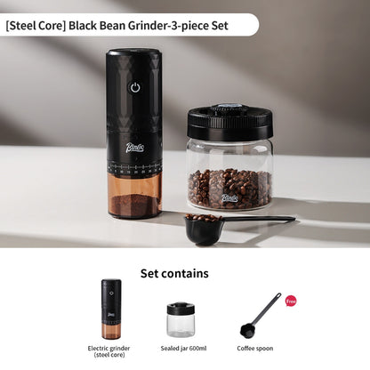 BINCOO DM08 Portable Electric Coffee Grinder Set with Glass Sealed Canister Mini Household Coffee Tool Kit for Pour Over & Espresso