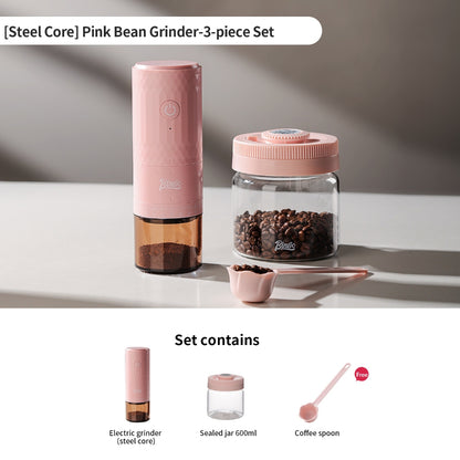 BINCOO DM08 Portable Electric Coffee Grinder Set with Glass Sealed Canister Mini Household Coffee Tool Kit for Pour Over & Espresso
