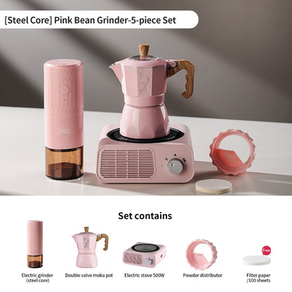 BINCOO DM08 Portable Electric Coffee Grinder Set with Glass Sealed Canister Mini Household Coffee Tool Kit for Pour Over & Espresso