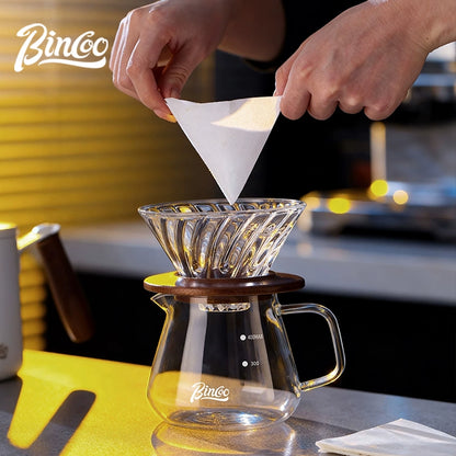 BINCOO Pour‑Over Coffee Set with Manual Coffee Grinder Home Drip Coffee Maker with Glass Dripper Hand‑Ground Coffee Brewing Kit