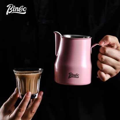 BINCOO Professional Thickened Coffee Latte Art Pitcher Set Graduated Pointed Spout Milk Frothing Cup Espresso Coffee Tool Set 350ML/600ML
