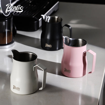 BINCOO Professional Thickened Coffee Latte Art Pitcher Set Graduated Pointed Spout Milk Frothing Cup Espresso Coffee Tool Set 350ML/600ML