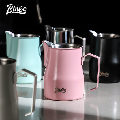 BINCOO Professional Thickened Coffee Latte Art Pitcher Set Graduated Pointed Spout Milk Frothing Cup Espresso Coffee Tool Set 350ML/600ML