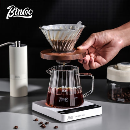 BINCOO Coffee Glass Server with V60 Glass Dripper Set Grinder Kit Stainless Steel Gooseneck Kettle Coffee Brewing Tool Set