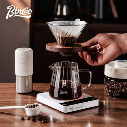 BINCOO Coffee Glass Server with V60 Glass Dripper Set Grinder Kit Stainless Steel Gooseneck Kettle Coffee Brewing Tool Set