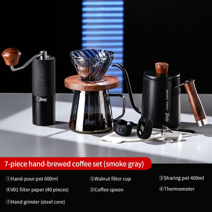 BINCOO Pour Over Coffee Set Threaded Glass Dripper Glass Sharing Pot Manual Coffee Grinder Barista Coffee Tool Set