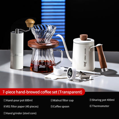 BINCOO Pour Over Coffee Set Threaded Glass Dripper Glass Sharing Pot Manual Coffee Grinder Barista Coffee Tool Set