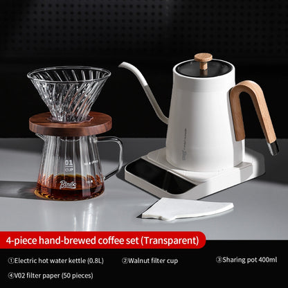BINCOO Pour Over Coffee Set Threaded Glass Dripper Glass Sharing Pot Manual Coffee Grinder Barista Coffee Tool Set