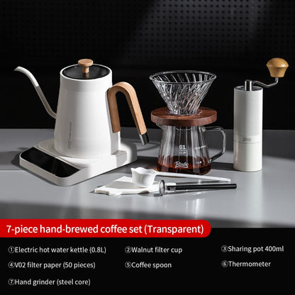 BINCOO Pour Over Coffee Set Threaded Glass Dripper Glass Sharing Pot Manual Coffee Grinder Barista Coffee Tool Set