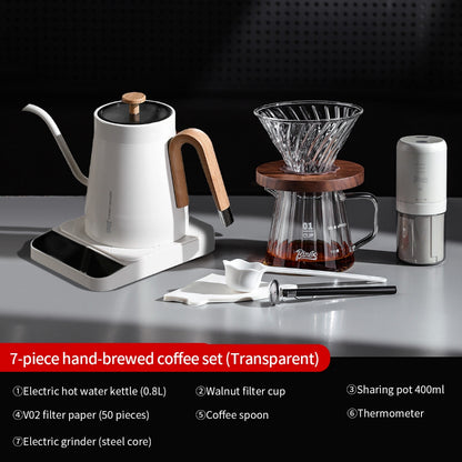 BINCOO Pour Over Coffee Set Threaded Glass Dripper Glass Sharing Pot Manual Coffee Grinder Barista Coffee Tool Set