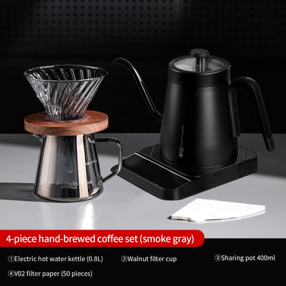 BINCOO Pour Over Coffee Set Threaded Glass Dripper Glass Sharing Pot Manual Coffee Grinder Barista Coffee Tool Set