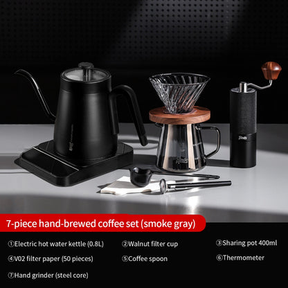 BINCOO Pour Over Coffee Set Threaded Glass Dripper Glass Sharing Pot Manual Coffee Grinder Barista Coffee Tool Set