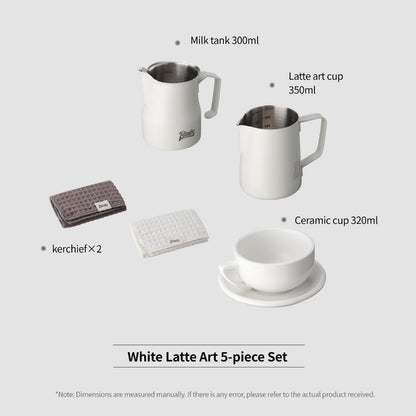 BINCOO Professional Thickened Coffee Latte Art Pitcher Set Graduated Pointed Spout Milk Frothing Cup Espresso Coffee Tool Set 350ML/600ML