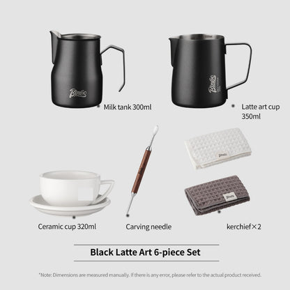 BINCOO Professional Thickened Coffee Latte Art Pitcher Set Graduated Pointed Spout Milk Frothing Cup Espresso Coffee Tool Set 350ML/600ML