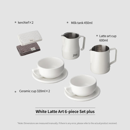 BINCOO Professional Thickened Coffee Latte Art Pitcher Set Graduated Pointed Spout Milk Frothing Cup Espresso Coffee Tool Set 350ML/600ML
