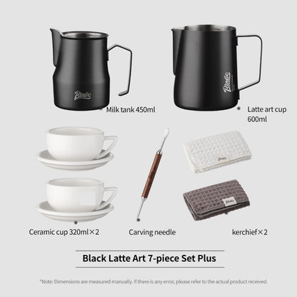 BINCOO Professional Thickened Coffee Latte Art Pitcher Set Graduated Pointed Spout Milk Frothing Cup Espresso Coffee Tool Set 350ML/600ML