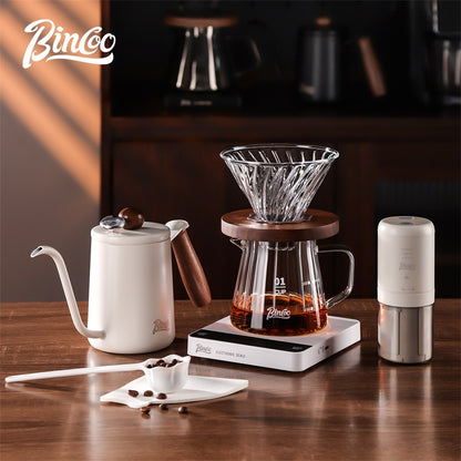 BINCOO Coffee Glass Server with V60 Glass Dripper Set Grinder Kit Stainless Steel Gooseneck Kettle Coffee Brewing Tool Set