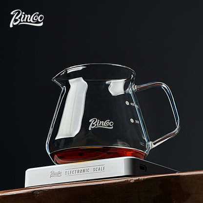 BINCOO Hand Drip Coffee Set Glass Sharing Pot Equipped with Glass Filter Cup for Household Office 500ML/700ML