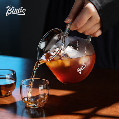 BINCOO Hand Drip Coffee Set Glass Sharing Pot Equipped with Glass Filter Cup for Household Office 500ML/700ML