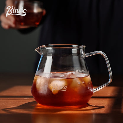 BINCOO Hand Drip Coffee Set Glass Sharing Pot Equipped with Glass Filter Cup for Household Office 500ML/700ML