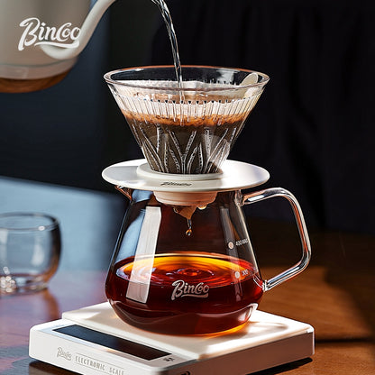BINCOO Hand Drip Coffee Set Glass Sharing Pot Equipped with Glass Filter Cup for Household Office 500ML/700ML