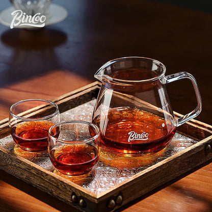 BINCOO Hand Drip Coffee Set Glass Sharing Pot Equipped with Glass Filter Cup for Household Office 500ML/700ML