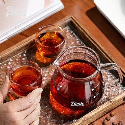 BINCOO Hand Drip Coffee Set Glass Sharing Pot Equipped with Glass Filter Cup for Household Office 500ML/700ML