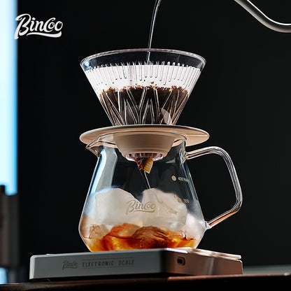 BINCOO Hand Drip Coffee Set Glass Sharing Pot Equipped with Glass Filter Cup for Household Office 500ML/700ML